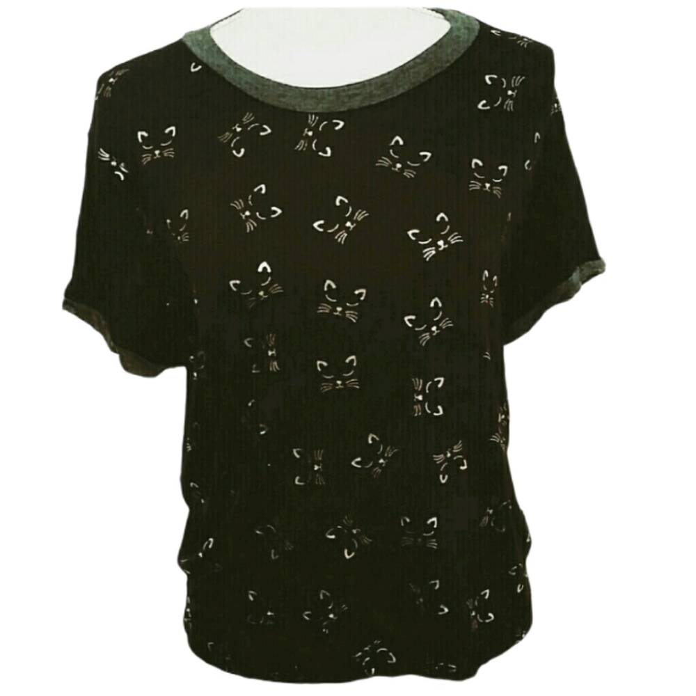 Gaze | Nordstrom's Sleepy Kitten Print Top EUC sz L
